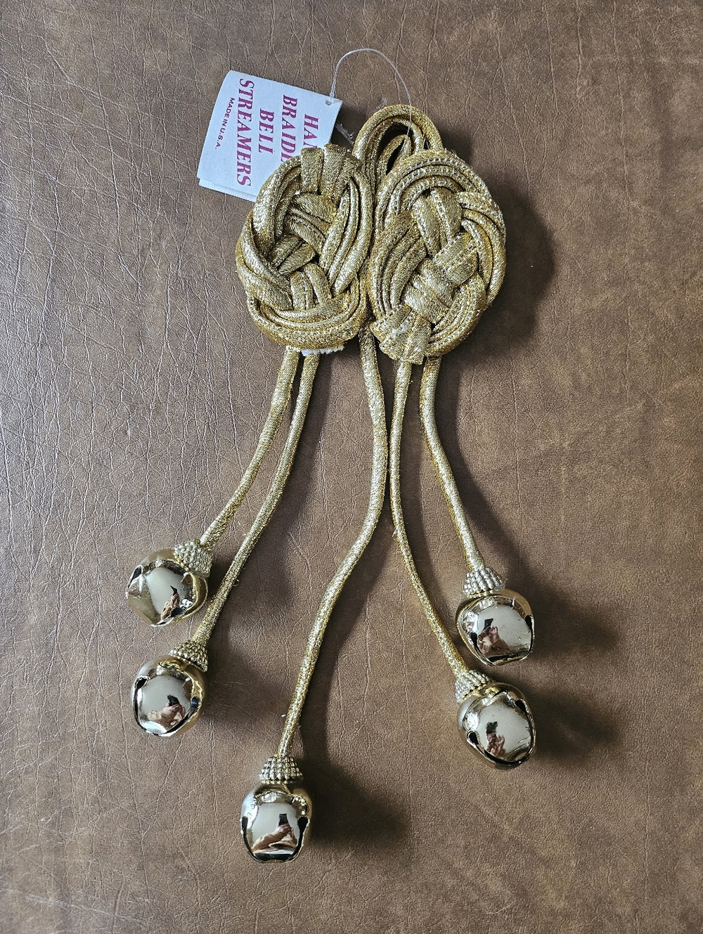 Gold Braided Bell Wall Or Door Decor with Jingle Bells
